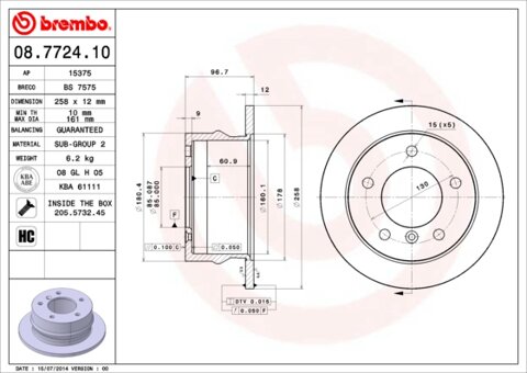 Obrázok Brzdový kotúč BREMBO 08.7724.10