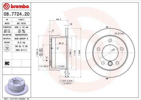 Obrázok Brzdový kotúč BREMBO 08.7724.20