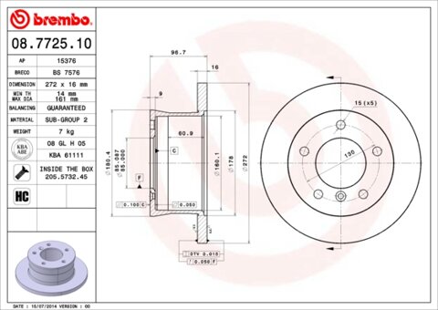 Obrázok Brzdový kotúč BREMBO 08.7725.10