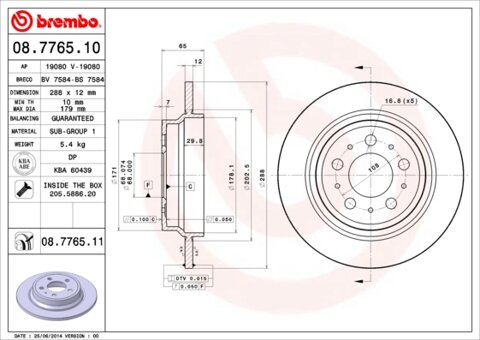 Obrázok Brzdový kotúč BREMBO 08.7765.11