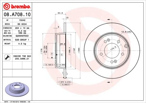 Obrázok Brzdový kotúč BREMBO COATED DISC LINE 08.A708.11