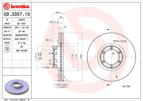 Obrázok Brzdový kotúč BREMBO 09.3357.10