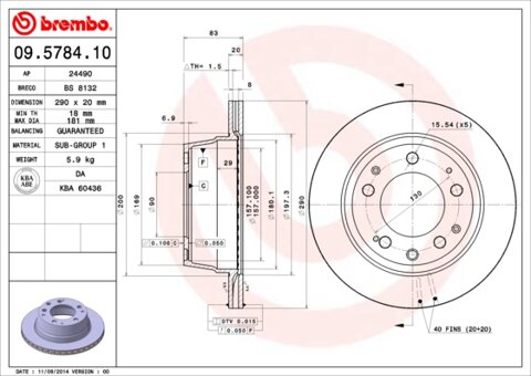 Obrázok Brzdový kotúč BREMBO 09.5784.10