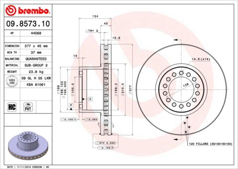 Obrázok Brzdový kotúč BREMBO 09.8573.10