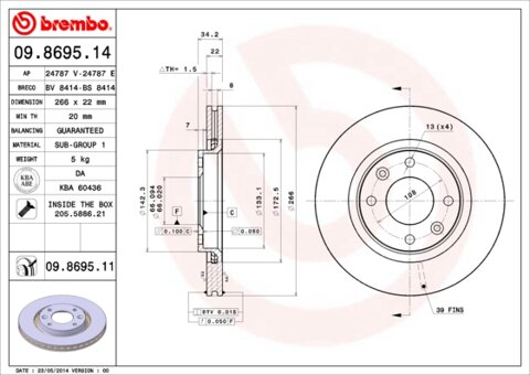 Obrázok Brzdový kotúč BREMBO 09.8695.14