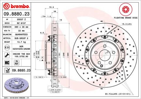 Obrázok Brzdový kotúč BREMBO 09.8880.23