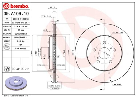 Obrázok Brzdový kotúč BREMBO 09.A109.10