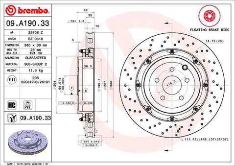 Obrázok Brzdový kotúč BREMBO TWO-PIECE FLOATING DISCS LINE 09.A190.33