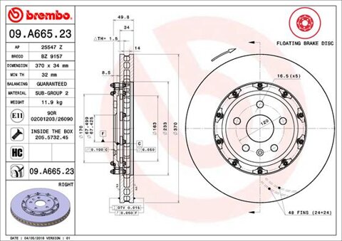 Obrázok Brzdový kotúč BREMBO TWO-PIECE FLOATING DISCS LINE 09.A665.23