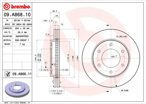 Obrázok Brzdový kotúč BREMBO 09.A868.10