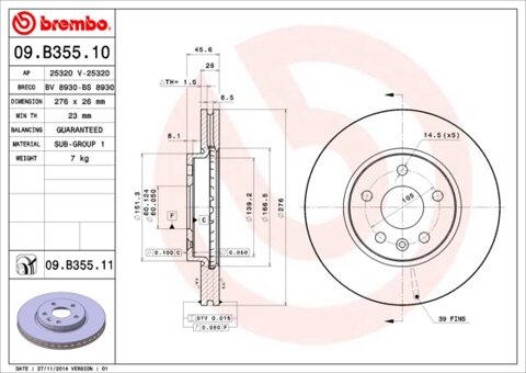 Obrázok Brzdový kotúč BREMBO 09.B355.10