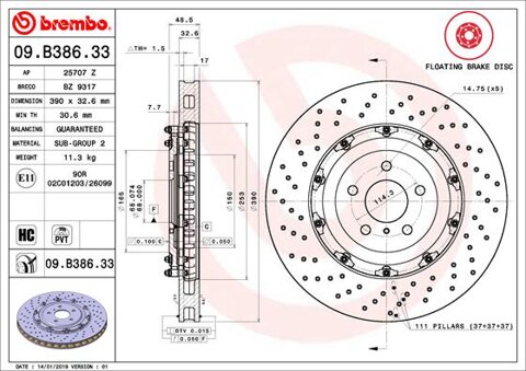 Obrázok Brzdový kotúč BREMBO TWO-PIECE FLOATING DISCS LINE 09.B386.33