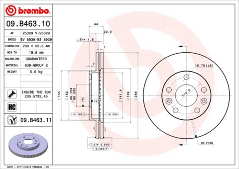 Obrázok Brzdový kotúč BREMBO 09.B463.10