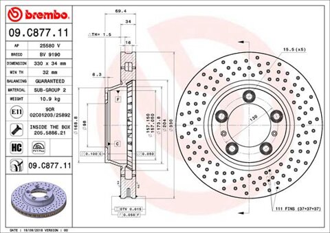 Obrázok Brzdový kotúč BREMBO COATED DISC LINE 09.C877.11