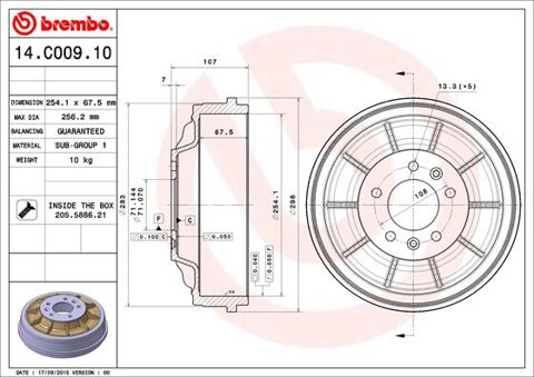 Obrázok Brzdový bubon BREMBO 14.C009.10