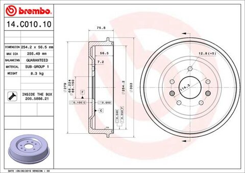 Obrázok Brzdový bubon BREMBO 14.C010.10