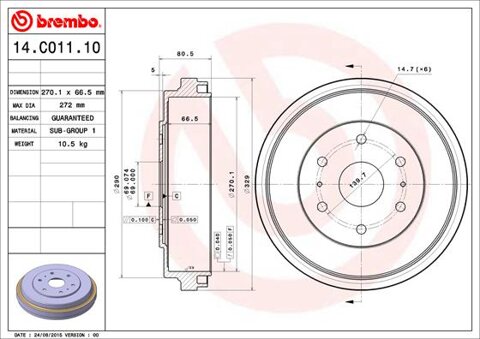 Obrázok Brzdový bubon BREMBO 14.C011.10