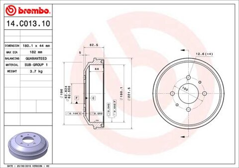 Obrázok Brzdový bubon BREMBO 14.C013.10