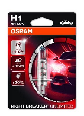 Obrázok OSRAM H1 12V 55W Night Breaker Unlimited P14.5s 64150NBU-01B