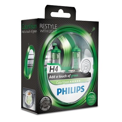 Obrázok PHILIPS Autožiarovka H4 12V ColorVision Green 2ks