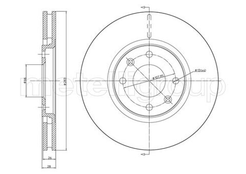 Obrázok Brzdový kotúč METELLI vetraný, 283mm 23-0454 (230454)