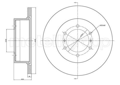 Obrázok Brzdový kotúč METELLI plne, 315mm 23-0464 (230464)