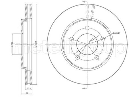 Obrázok Brzdový kotúč METELLI vetraný, 282mm 23-0473 (230473)