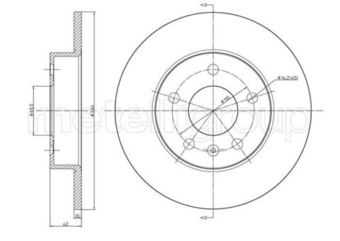 Obrázok Brzdový kotúč METELLI plne, 264mm 23-0489C (230489C)