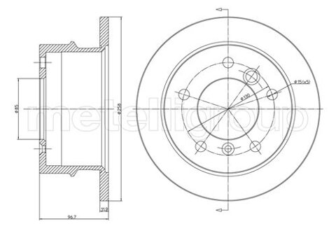 Obrázok Brzdový kotúč METELLI plne, 258mm 23-0491 (230491)