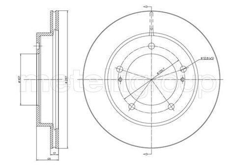 Obrázok Brzdový kotúč METELLI vetraný, 287mm 23-0501 (230501)