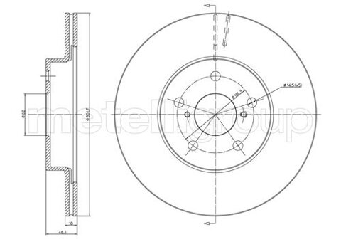 Obrázok Brzdový kotúč METELLI vetraný, 302mm 23-0509 (230509)