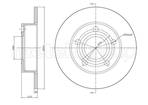 Obrázok Brzdový kotúč METELLI plne, 245mm 23-0531C (230531C)