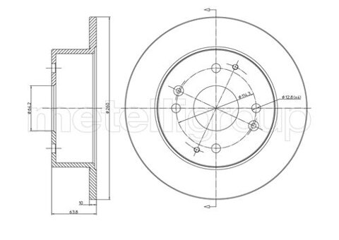 Obrázok Brzdový kotúč METELLI Zadna naprava, plne, 260mm 23-0578 (230578)