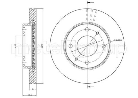 Obrázok Brzdový kotúč METELLI predna naprava, vetraný, 258mm 23-0591 (230591)