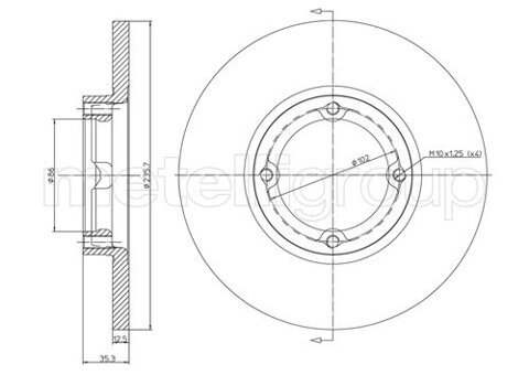 Obrázok Brzdový kotúč METELLI predna naprava, plne, 236mm 23-0597C (230597C)