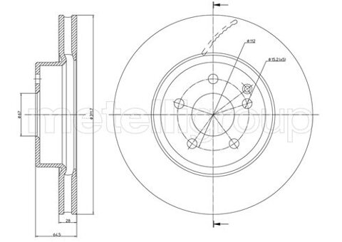 Obrázok Brzdový kotúč METELLI predna naprava, vetraný, 312mm 23-0602C (230602C)