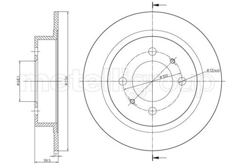 Obrázok Brzdový kotúč METELLI 234mm, plne 23-0661 (230661)