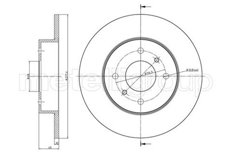 Obrázok Brzdový kotúč METELLI Zadna naprava, plne, 277,5mm 23-0672 (230672)