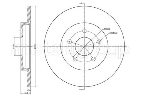 Obrázok Brzdový kotúč METELLI Zadna naprava, plne, 280mm 23-0683C (230683C)