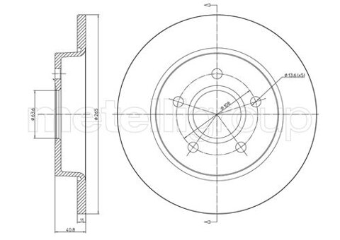 Obrázok Brzdový kotúč METELLI Zadna naprava, plne, 265mm 23-0688C (230688C)