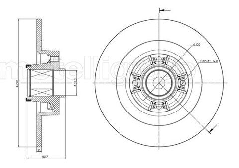 Obrázok Brzdový kotúč METELLI Zadna naprava, 270mm, plne 23-0804 (230804)