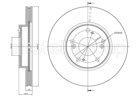 Obrázok Brzdový kotúč METELLI predna naprava, vetraný, 282mm 23-0932C (230932C)