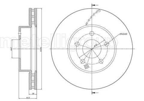 Obrázok Brzdový kotúč METELLI predna naprava, vetraný, 295mm 23-0935C (230935C)