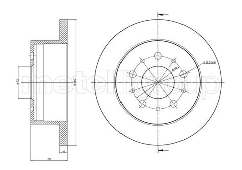 Obrázok Brzdový kotúč METELLI Zadna naprava, 280mm, plne 23-0952C (230952C)