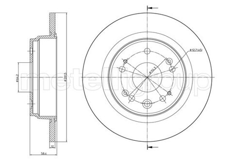 Obrázok Brzdový kotúč METELLI Zadna naprava, plne, 282,0mm 23-0956C (230956C)