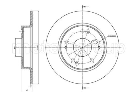 Obrázok Brzdový kotúč METELLI Zadna naprava, 260mm, plne 23-0957C (230957C)