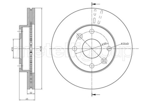 Obrázok Brzdový kotúč METELLI predna naprava, vetraný, 235mm 23-0959 (230959)