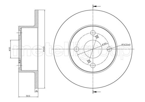 Obrázok Brzdový kotúč METELLI Zadna naprava, plne, 240mm 23-0967 (230967)