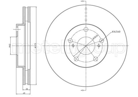 Obrázok Brzdový kotúč METELLI predna naprava, vetraný, 273mm 23-0979C (230979C)