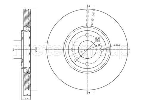 Obrázok Brzdový kotúč METELLI predna naprava, vetraný, 302mm 23-0985C (230985C)